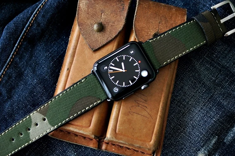 Camouflage handgefertigt Leder Uhrenarmband incl. Lugs Adapter für Apple Watch (oder Apple Watch Sport) 42mm oder 38mm – Bild 4